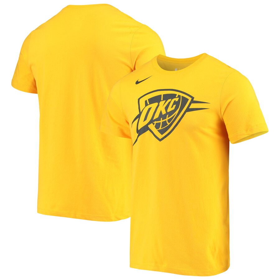 Men 2020 NBA Nike Oklahoma City Thunder Gold City Edition Logo DFCT Performance TShirt->nba t-shirts->Sports Accessory